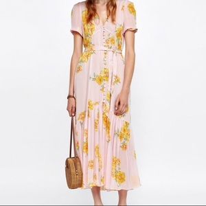 Boho Style Gypsy Maxi Dress Blush Floral Free Size